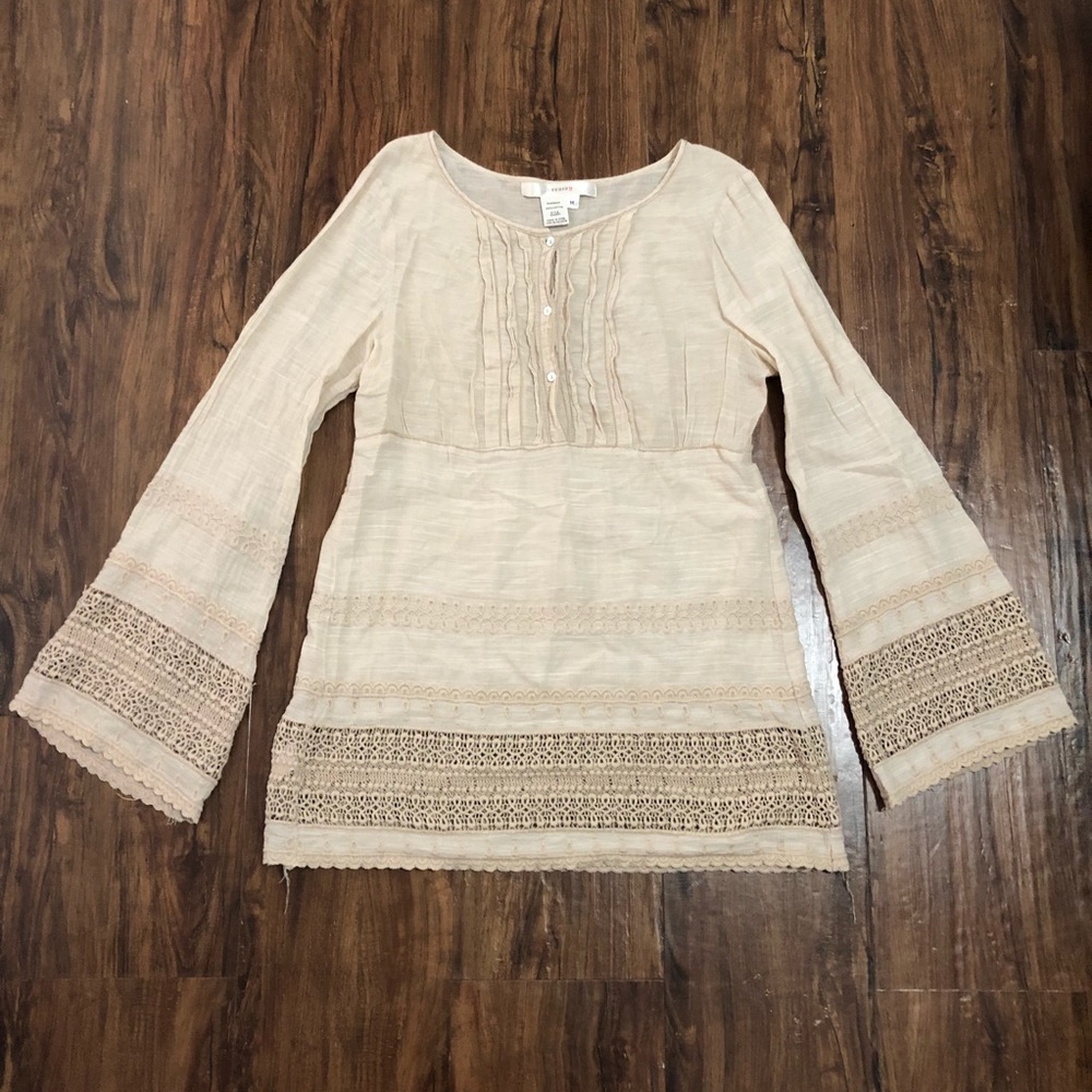 Studio M Ivory Empire Waist Peasant Blouse